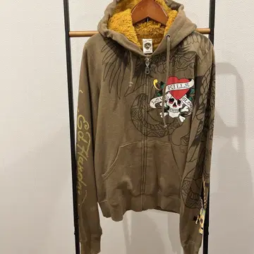 에드 하디 Ed Hardy 후드 부착 후드티 카키 S 사이즈