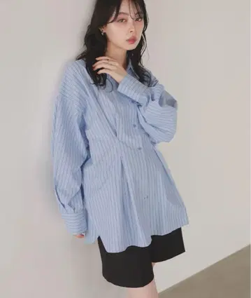 LIAN 허리 턱 칼라 셔츠