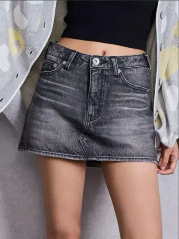 제이다 데님 스커트 숏팬츠 XS 블랙 데미지 빈티지 새상품급