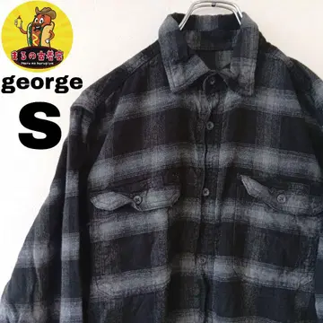 USA 구제 의류 george 플란넬 셔츠 S 블랙 그레이 체크