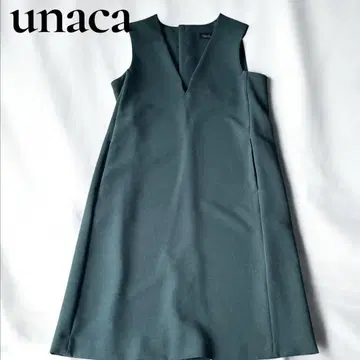 [새상품급] Unaca 그린 슬리브리스 원피스 38 M 오버롤 스커트