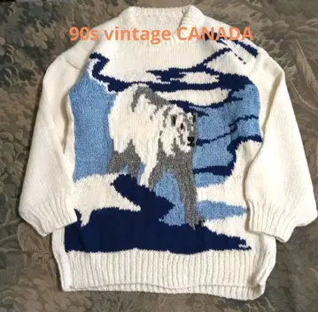 90s CANADA vintage 화이트베어 니트 스웨터