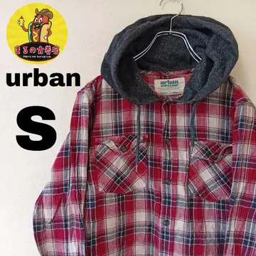USA 구제 의류 urban 플란넬 셔츠 후드티 S 레드 네이비 체크