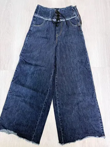 ENVYM 다크 블루 와이드 레그 데님