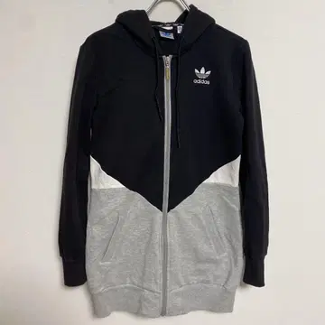 adidas 집업 후디 롱 파카 자켓 블랙 그레이 36