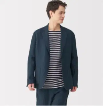 무인양품 린넨 세탁 마감 자켓 네이비 s