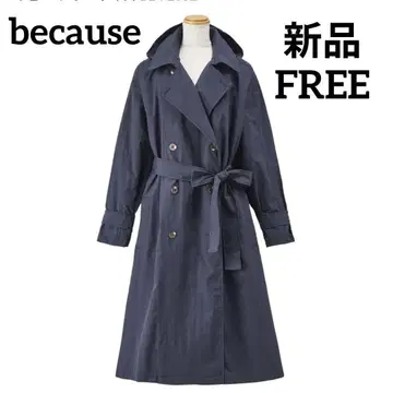 [ 새상품 ] 비코즈 발수 오버 트렌치코트 레인코트 네이비