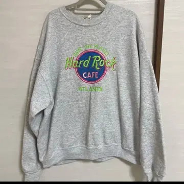 90s 하드 록 카페 맨투맨 USA XL 네온 라이트 그레이
