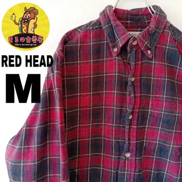 USA 구제 의류 RED HEAD 플란넬 셔츠 M 레드 브라운 체크