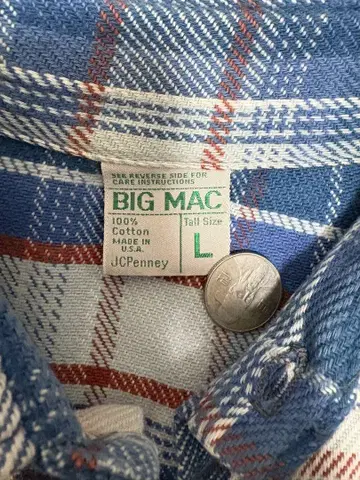 70s BIG MAC 체크 무늬 플란넬 셔츠 조기 구매 1000엔 할인
