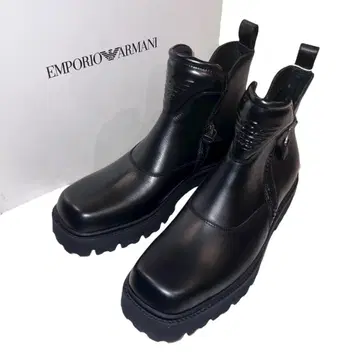 10만 새상품 EMPORIO ARMANI W-Zip 엔지니어 부츠 가죽