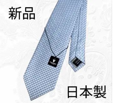 [ 새상품 ] KIMIJIMA 스카이블루 실버 체크 무늬 넥타이 일본제