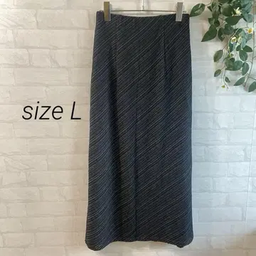 [노브랜드] 사선 스트라이프 롱 스커트 (L) 허리밴딩 블랙
