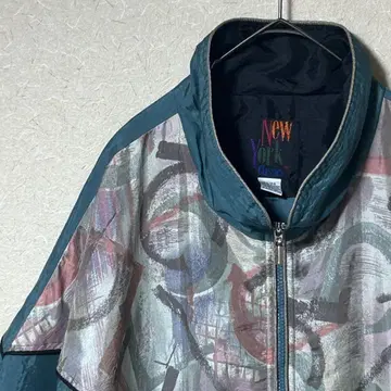 구제 의류 90s 아트 절개 나일론 자켓 오버 사이즈 그린