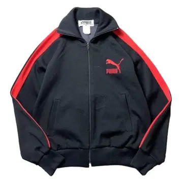 [ 80s ] PUMA 투톤 트랙 자켓 블랙 레드