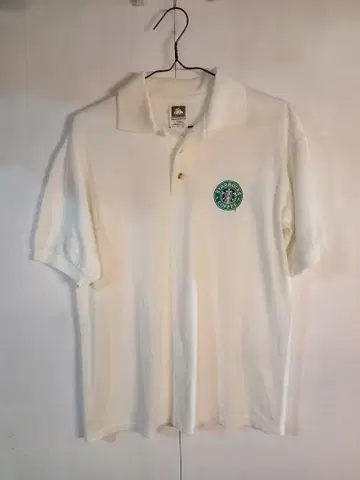 00년대 Starbucks 피케 셔츠 화이트 S 사이즈 직원 한정판