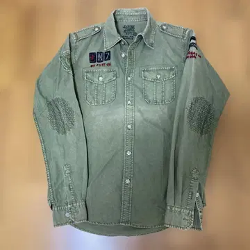 U.S.S. Navy 자수 긴팔 셔츠 카키