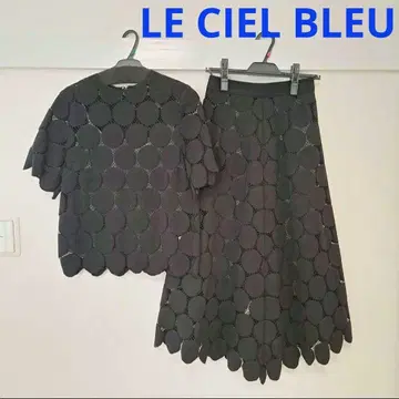 새상품급 셋업 루쉘블루 도트 스커트 블라우스