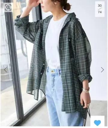코튼 보일 체크 셔츠 그린
