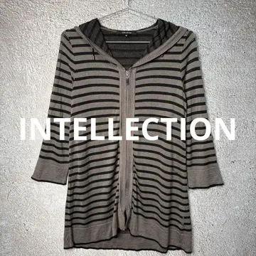INTELLECTION 집업 후드티 보더 시스루 긴 길이