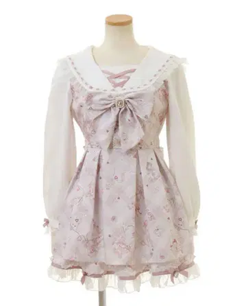 체크 무늬 리본 포함 긴팔 원피스 지뢰 리즈리사