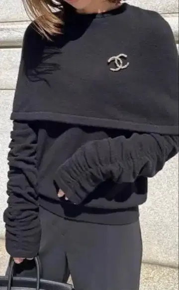 heve 케이프 셔링 니트 블랙 택 포함 미사용 새상품