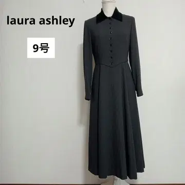로라 애슐리 벨로아 옷깃 A라인 롱 원피스 그레이 9호