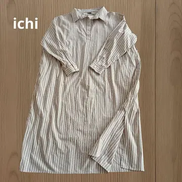 새상품 ichi 이치 스트라이프 스키퍼 셔츠 원피스 코튼 면