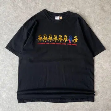 00s 새 물고기 기업T셔츠 빈티지 구제 의류 블랙 동물 애니멀
