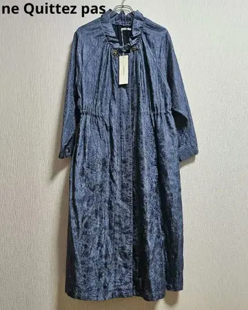 누키테파 자카드 롱 코트 블루 계열 라이트 아우터