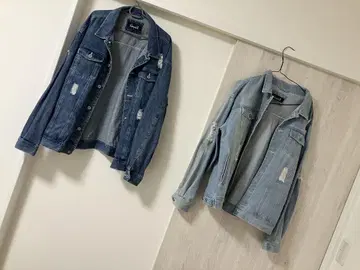 캐벌리어 데미지 가공 데님 자켓 2점 세트