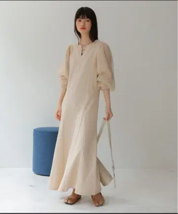 Bab 플레어 라인 긴팔 오간자 원피스