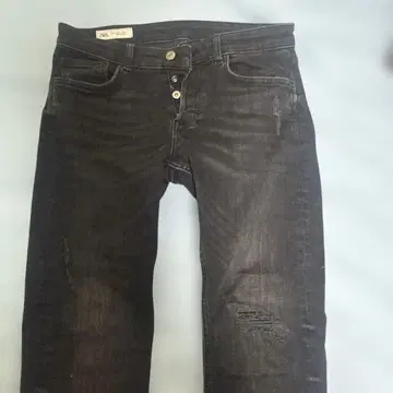 ZARA 데미지 스키니 데님 블랙 32