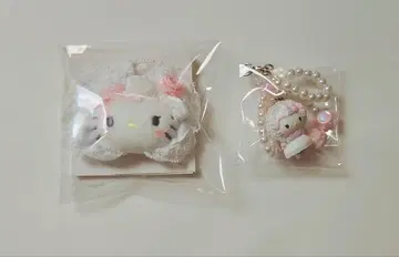 산리오 화이트 프릴 시크릿 헤어 클립 스트랩 키티