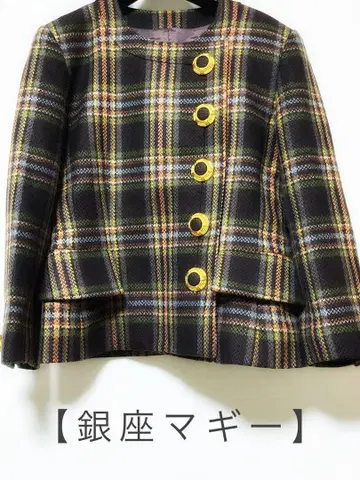 [긴자 매기] 노카라 체크 자켓