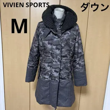 VIVIEN SPORTS M 절개 디자인 카모 패턴 다운 자켓