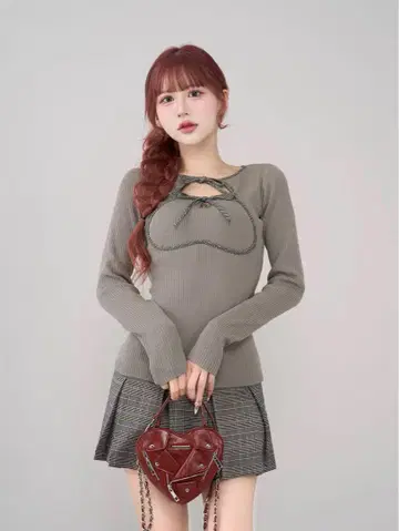 Darich 포인트 체크 니트 미니 원피스 GRY FREE 사이즈