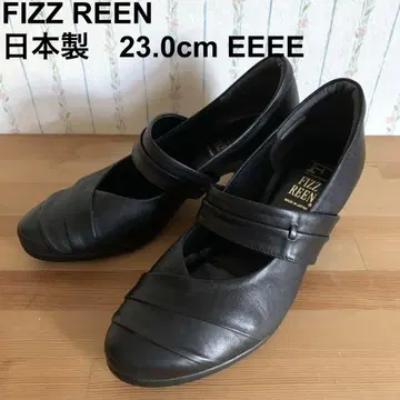 FIZZ REEN 블랙 가죽 펌프스 23.0 4E 넓은 폭 경량 관혼상제