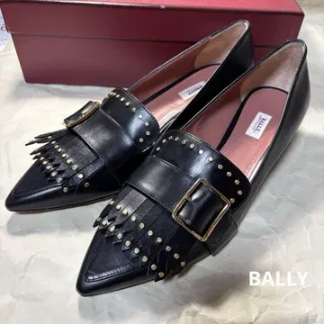 [ 미사용품 ] BALLY 로퍼 펌프스 스터드 가죽 블랙 40