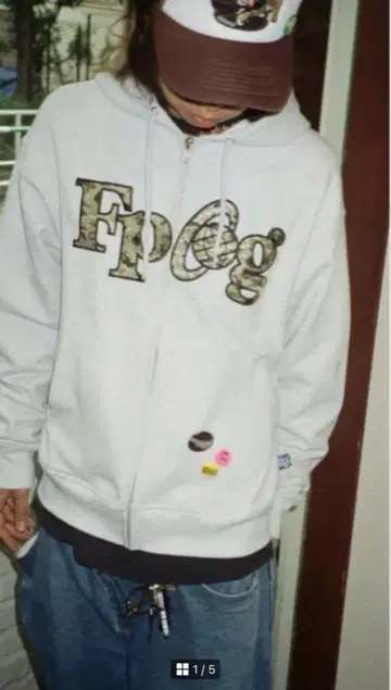 Frog 그레이 후드티 프론트 지퍼 포함