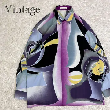 Vintage 빈티지 긴팔 셔츠 화려한 올 패턴 L 사이즈