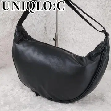 새상품급 초승달 UNIQLO:C 레더 터치 라운드 숄더백 블랙
