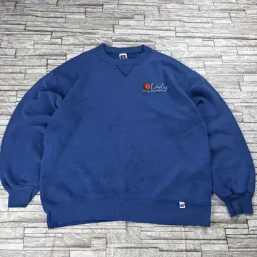 90s 러셀 맨투맨 굿 페이드 농구팀 USA 블루