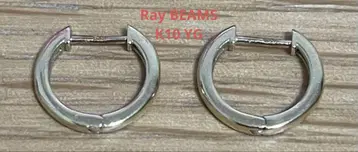 Ray BEAMS K10 YG 스트레이트 후프 귀걸이 양쪽 귀