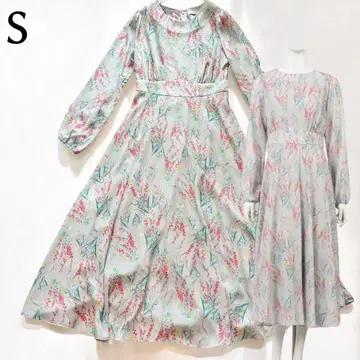 꽃무늬 원피스 롱 긴팔 올 패턴 라이트 그레이 36 S TONAL