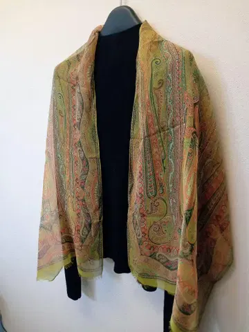 에트로 ETRO 스톨 실크 100% 페이즐리 이탈리아제 그린