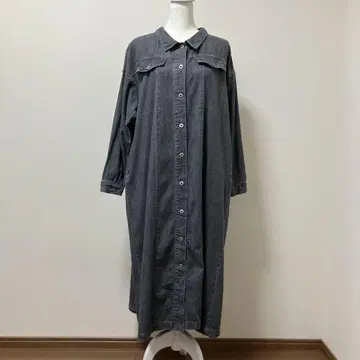 누아르 n'or 가을 롱 원피스 데님 원피스 버튼 포켓
