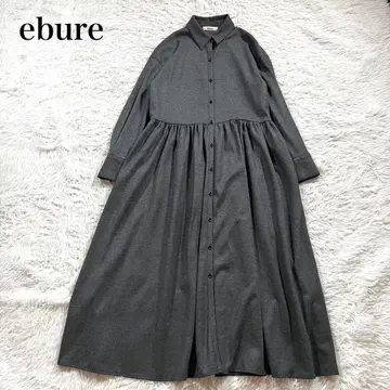새상품급 ebure 에브르 울 셔츠 원피스 개더 그레이