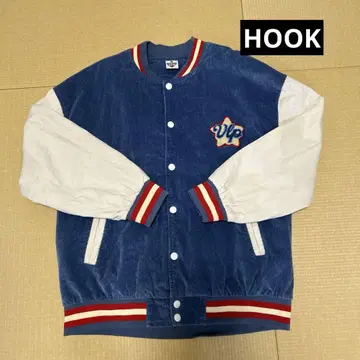 HOOK 코듀로이 바시티 자켓 파랑/화이트 M