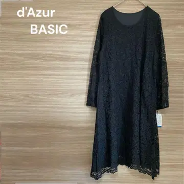 d'Azur [ LL ] 블랙 긴팔 전체 레이스 시어 원피스 택 포함